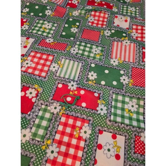 Vintage 60s 70s Granny Floral Patchwork Retro Throw Blanket - Picture 4 of 9